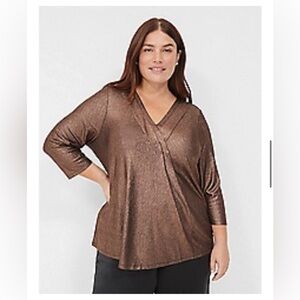 Lane Bryant: Swing 3/4 Sleeve Pleat Front Top